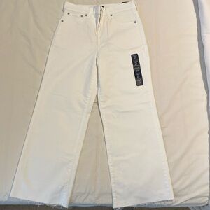 J Crew Wide Leg Crop Jeans, White, Size 27